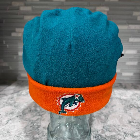 Vintage NFL Reebok Miami Dolphins Size 8-20 Winter Beanie Hat - Picture 2 of 6